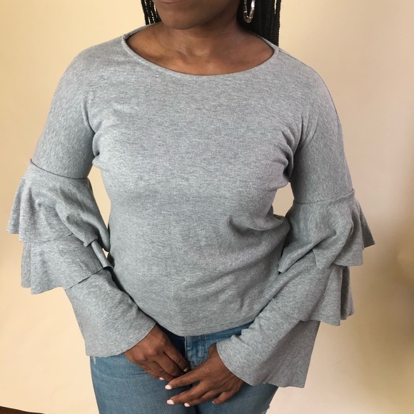 Tiered Sleeve Ribbed Long SleeveTop - Picture 6 of 15